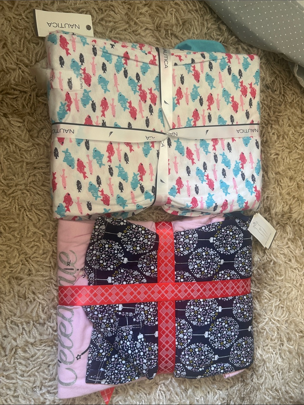 Nautica Two-Piece Pajama Sets in Aqua & Light Pink - Picture 2 of 4